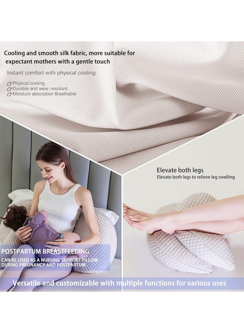 AUTOYSUR Pregnancy Pillows Cooling for Sleeping, Maternity Pillows, Detachable and Adjustable Double-Sided Support for Pregnant Women Back, Belly, Stomach,Hip Pregnancy Must Haves (Coffee) - Image 3