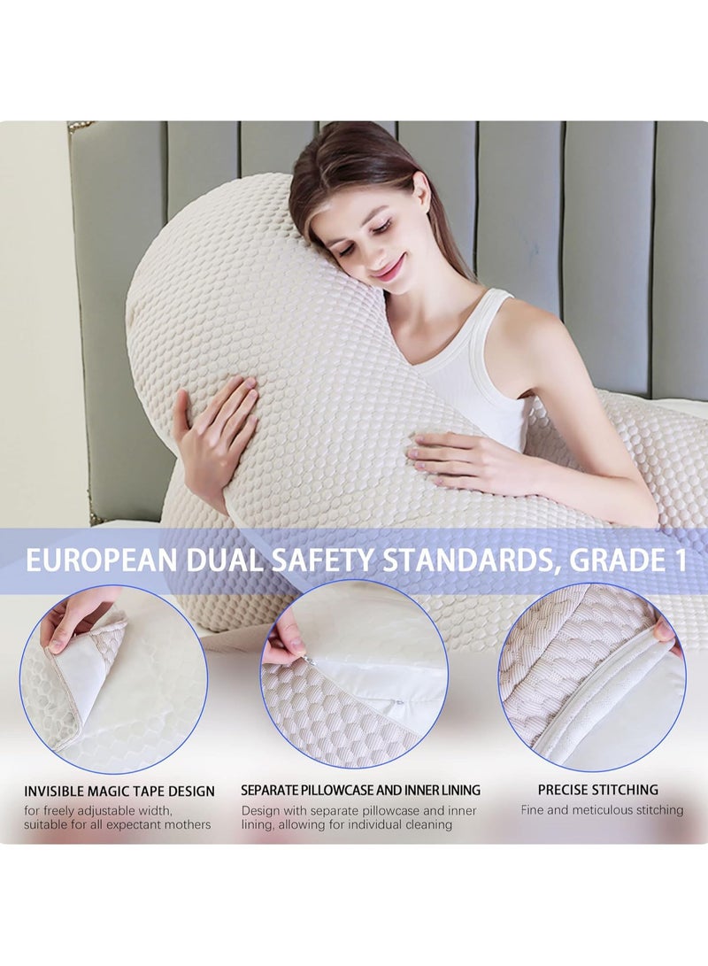 AUTOYSUR Pregnancy Pillows Cooling for Sleeping, Maternity Pillows, Detachable and Adjustable Double-Sided Support for Pregnant Women Back, Belly, Stomach,Hip Pregnancy Must Haves (Coffee) - Image 4
