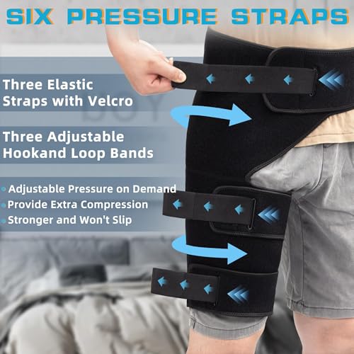 Hiball Adjustable Hip Brace, Groin & Hamstring Compression Wrap for Men Women, Thigh Compression Sleeve With 6 Pressure Straps, Buttock & Quad Support, Upper Leg Brace for Sciatic Nerve Pain, Bursitis - Image 3