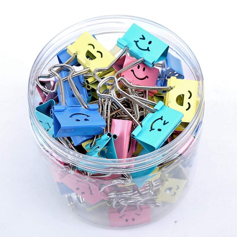 Limque ã€80packã€‘ Binder Clips, Limque Paper Clips,Paper Clamps with Colored Cute Hollow Smiling Face,80 Pcs Assorted Size Clip, for Office,Teacher Gifts and Kitchen - Image 4