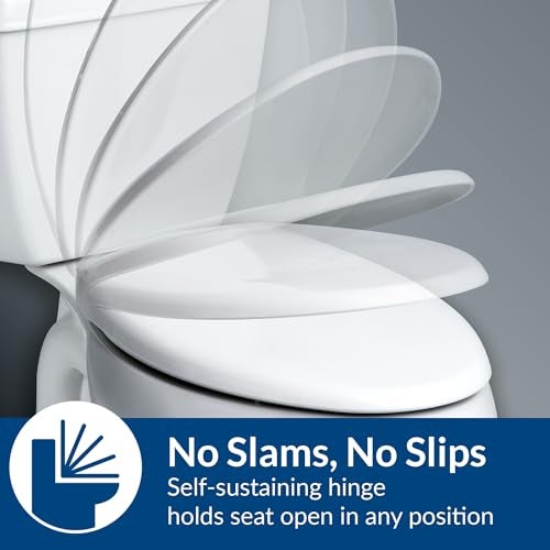 BEMIS 1900SS Commercial Heavy Duty Closed Front Toilet Seat with Cover, Industrial Seat with Chrome No Slam Hinges, Made in USA, Elongated, White - Image 5