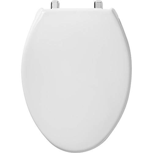 BEMIS 1900SS Commercial Heavy Duty Closed Front Toilet Seat with Cover, Industrial Seat with Chrome No Slam Hinges, Made in USA, Elongated, White - Image 2