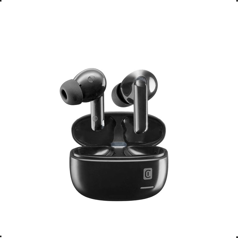 Cellularline TWS ECLIPSE True Wireless In-Ear Earbuds with Active Noise Cancelling, Noise-Free Calls, Transparency Mode, Bluetooth 5.3, Voice Assistant Support, 18H Total Playtime – Black - Image 1