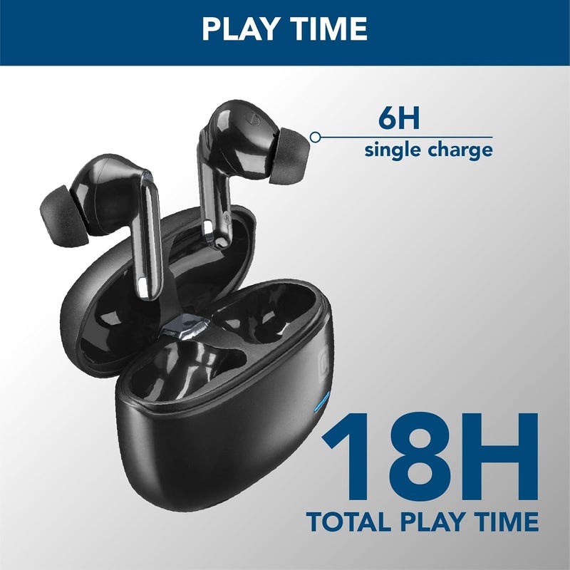 Cellularline TWS ECLIPSE True Wireless In-Ear Earbuds with Active Noise Cancelling, Noise-Free Calls, Transparency Mode, Bluetooth 5.3, Voice Assistant Support, 18H Total Playtime – Black - Image 3