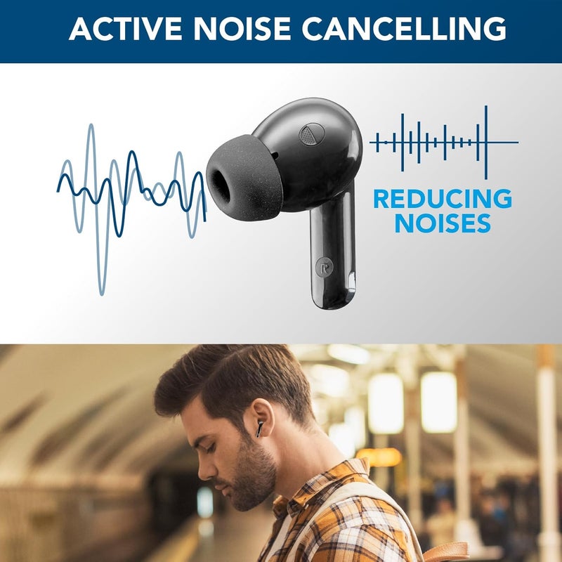 Cellularline TWS ECLIPSE True Wireless In-Ear Earbuds with Active Noise Cancelling, Noise-Free Calls, Transparency Mode, Bluetooth 5.3, Voice Assistant Support, 18H Total Playtime – Black - Image 4