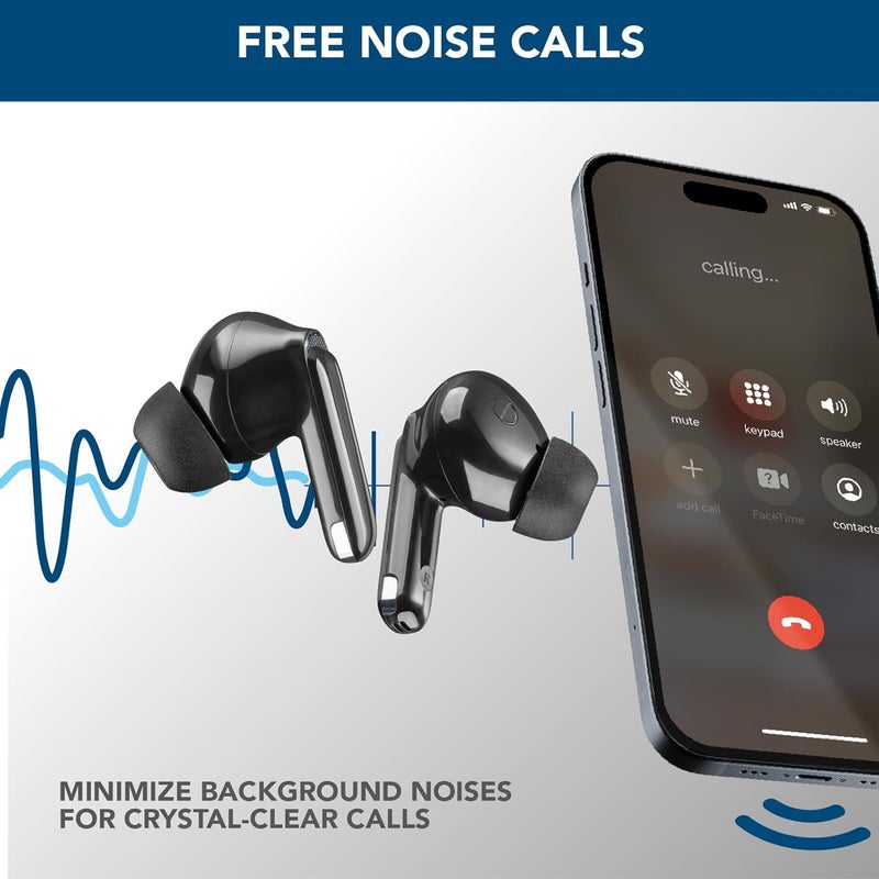 Cellularline TWS ECLIPSE True Wireless In-Ear Earbuds with Active Noise Cancelling, Noise-Free Calls, Transparency Mode, Bluetooth 5.3, Voice Assistant Support, 18H Total Playtime – Black - Image 5