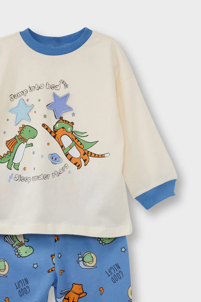 Defacto  2 piece Regular Fit Tiger Knitted Pyjamas  | Best Price UAE