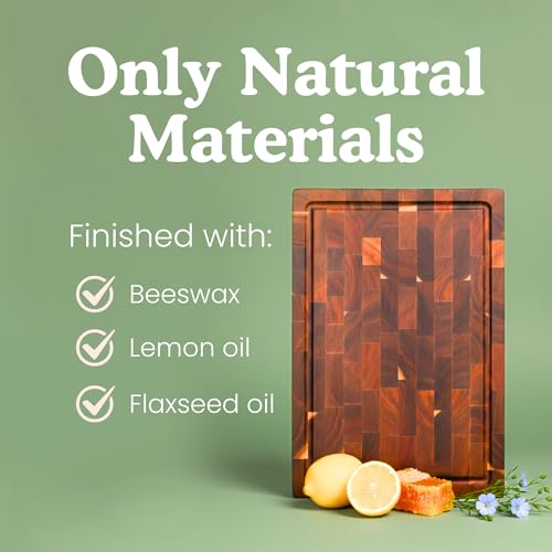 Ziruma End Grain Butcher Block Cutting Board [1.5" Thick]. Made of Acacia Wood and Conditioned with Beeswax, Flaxseed Oil & Lemon Oil. 16" x 11" Chopping Board by Ziruma. - Image 3
