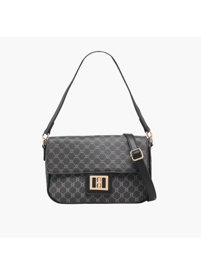 Sasha Sasha Printed Crossbody Bag with Button Closure