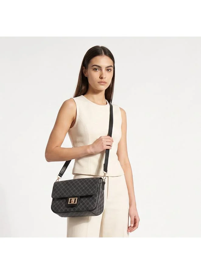 Sasha Sasha Printed Crossbody Bag with Button Closure