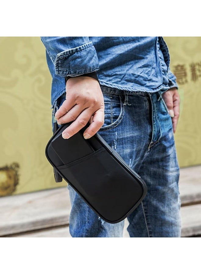 حقيبة السفر لحاملي جواز السفر العائلي، منظم وثائق السفر مع حماية RFID، غلاف جواز سفر، مثالي للحفاظ على جواز السفر وبطاقات الهوية وتأشيرات الرحلة والنقود بأمان وسلامة، الأسود - Image 4