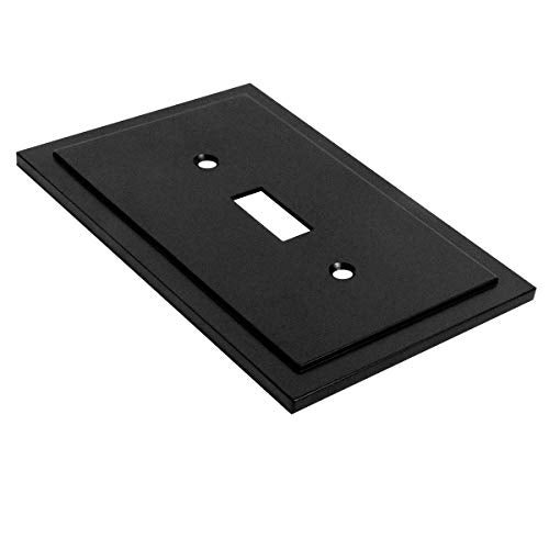 Henne Bery Modern Edge Decorative Wall Plate Switch Plate Outlet Cover, Durable Solid Zinc Alloy (Single Toggle 3PK, Matte Black) - Image 2