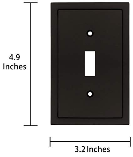 Henne Bery Modern Edge Decorative Wall Plate Switch Plate Outlet Cover, Durable Solid Zinc Alloy (Single Toggle 3PK, Matte Black) - Image 3