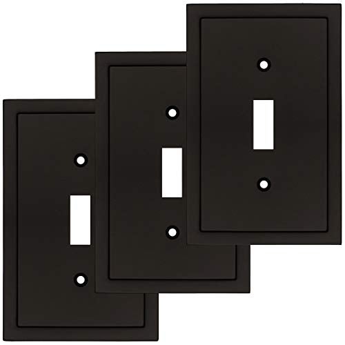 Henne Bery Modern Edge Decorative Wall Plate Switch Plate Outlet Cover, Durable Solid Zinc Alloy (Single Toggle 3PK, Matte Black) - Image 1