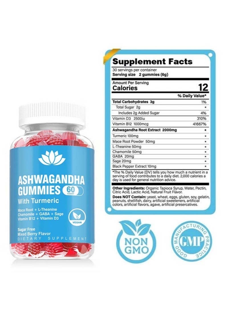 Wins Town Ashwagandha Gummies 2000Mg Organic Ashwa Root Extract Supplement for Women and Men 60 Count Ashwagandha Blend Gummies Combination Supplements - Image 4