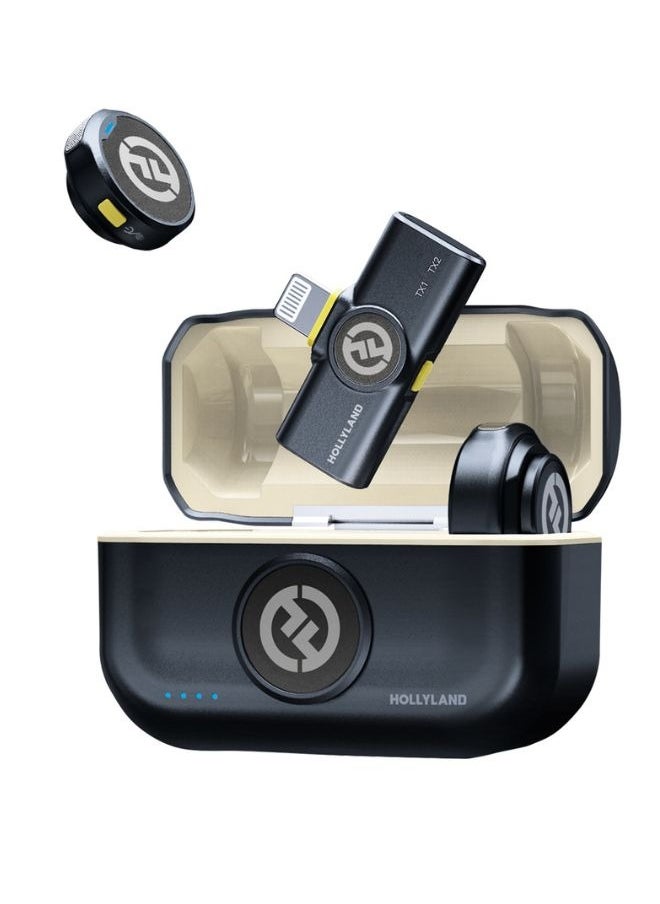 Hollyland - Hollyland LARK M2 Duo Wireless Microphone System for iPhone – 2-Person Clip-On Mic with Lightning Connector, ENC Noise Cancellation, Charging Case (for iOS Devices) - Image 1