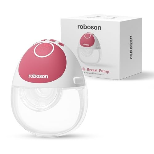 Roboson Wearable Electric Breast Pump for Feeding Mothers, India’s Most Slimmest Hands-Free Breast Pump, Portable, Light weight, Silent & Rechargeable Electrical Automatic Milk Pumping Machine with 3 Modes & 12 Levels, Long Lasting Battery, Includes 15/18/21/24mm Flange and 27mm Breast Shield, 180ml large milk storage, LED Display, BPA-Free and Skin friendly (1 Year Warranty) - Image 1