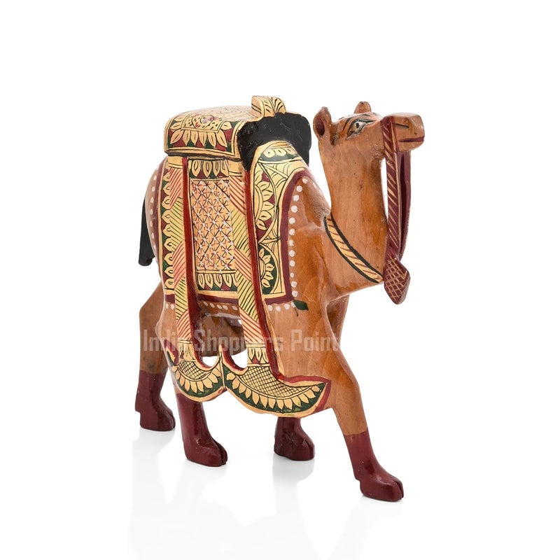 Shoppers Point Handcrafted Wooden Camel Golden Painted Decorative ShowpieceFigurine for Home Office Decor and Gift SPWDN66 - Image 2