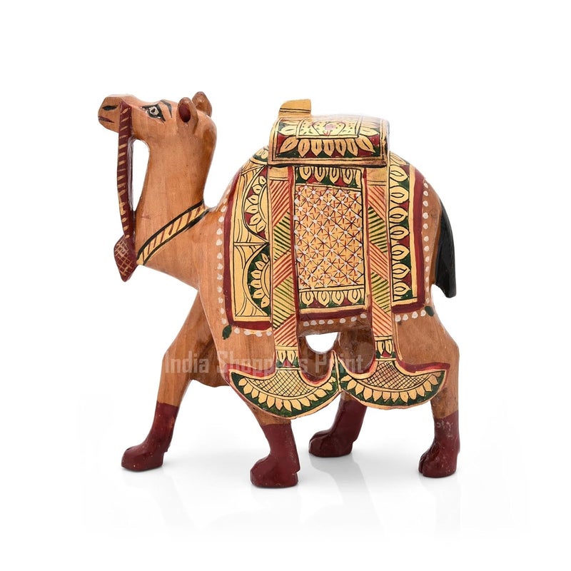 Shoppers Point Handcrafted Wooden Camel Golden Painted Decorative ShowpieceFigurine for Home Office Decor and Gift SPWDN66 - Image 3