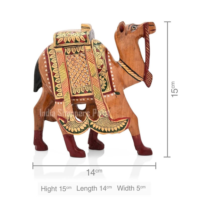 Shoppers Point Handcrafted Wooden Camel Golden Painted Decorative ShowpieceFigurine for Home Office Decor and Gift SPWDN66 - Image 4