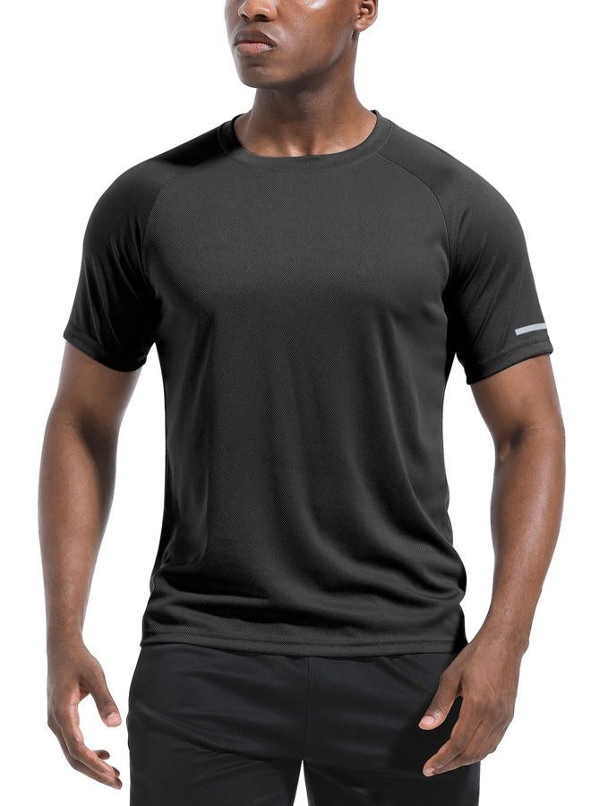 Boyzn قمصان رياضية للرجال 3 عبوات جافة تناسب الرقبة Crew Neck تي شيرتات رياضية للجري في صالة الألعاب الرياضية بأكمام قصيرة باللون الأسود/ الرمادي/ الرمادي الداكن-3P11-XL - Image 3