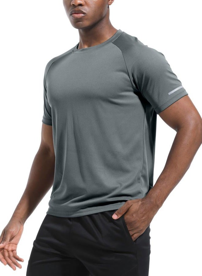 Boyzn قمصان رياضية للرجال 3 عبوات جافة تناسب الرقبة Crew Neck تي شيرتات رياضية للجري في صالة الألعاب الرياضية بأكمام قصيرة باللون الأسود/ الرمادي/ الرمادي الداكن-3P11-XL - Image 2