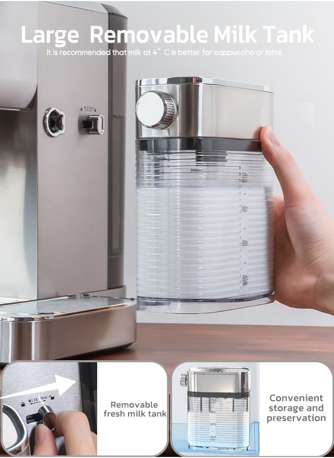 HiBREW - HiBREW 3 in 1 Semi Automatic Espresso Cappuccino Latte Coffee Machine Automatic Milk Froth Ground Coffee Stainless Steels H13A - Image 1