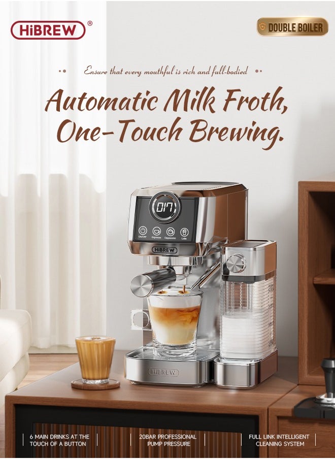 HiBREW - HiBREW 3 in 1 Semi Automatic Espresso Cappuccino Latte Coffee Machine Automatic Milk Froth Ground Coffee Stainless Steels H13A - Image 1