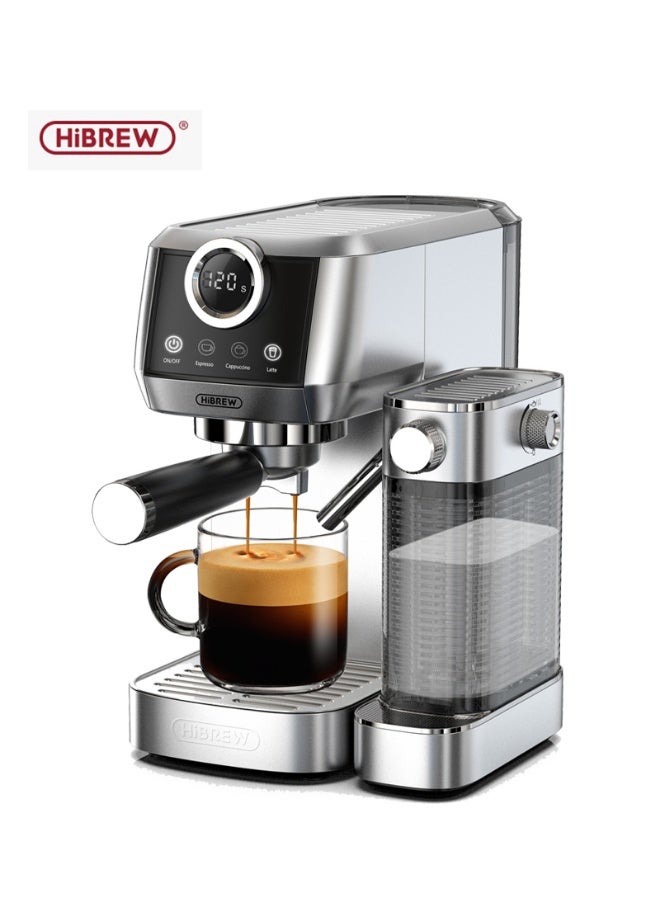 هيبرو ماكينة اسبريسو شبه أوتوماتيكية من HiBREW ، لاتية كابتشينو ، زبد الحليب ، القهوة المطحونة ، الفولاذ المقاوم للصدأ ، 3 في 1 ، H13A - Image 1