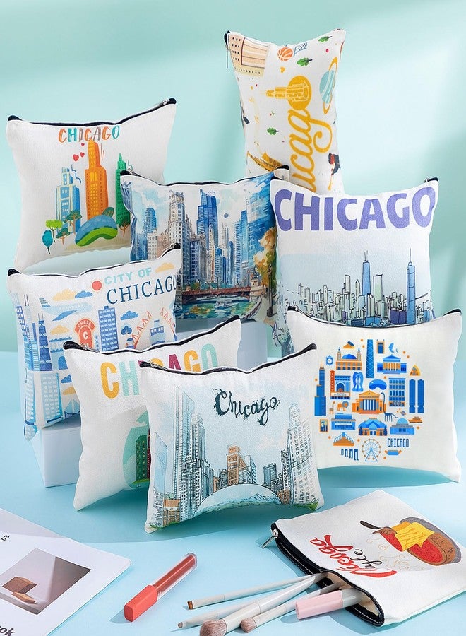 Reginary 12 Pcs Chicago Souvenirs Makeup Bag Travel Gift Cosmetic Bag Trip Favors Chicago City Themed Gifts for Traveller Birthday Christmas Bachelorette Party Favors - Image 2