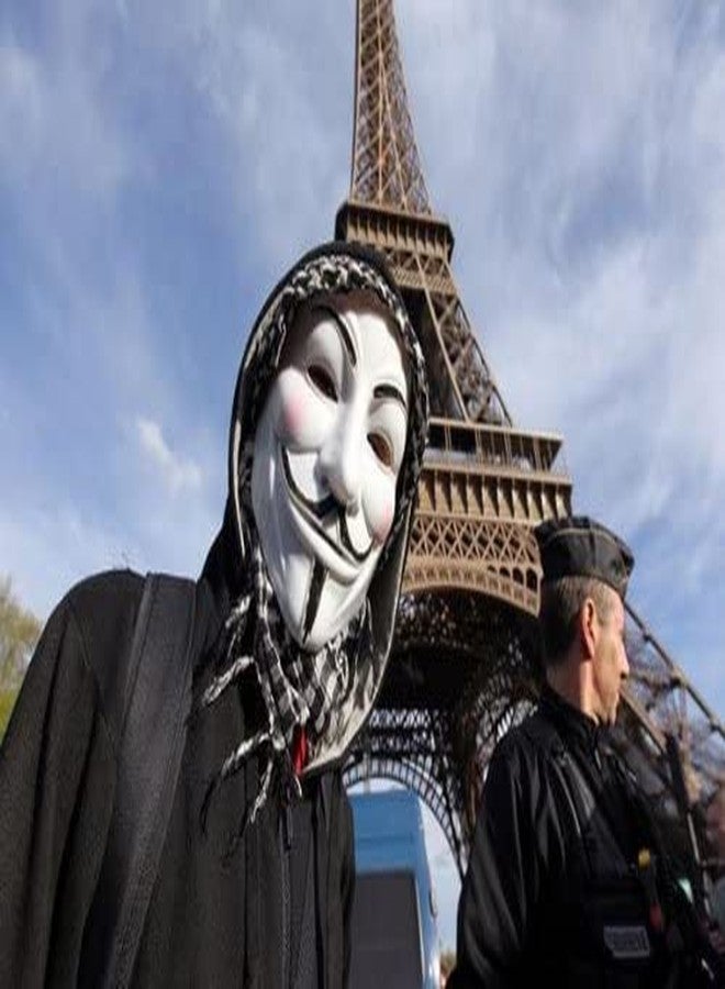 Selibration قناع تنكري مجهول الهوية من فيلم "V for Vendetta" (أبيض) لشخصية جاي فوكس، أو القرصان الإلكتروني، أو الهالوين، أو الأفلام، أو الناشط السياسي، أو الكوسبلاي (عبوة من 5 قطع) - Image 4