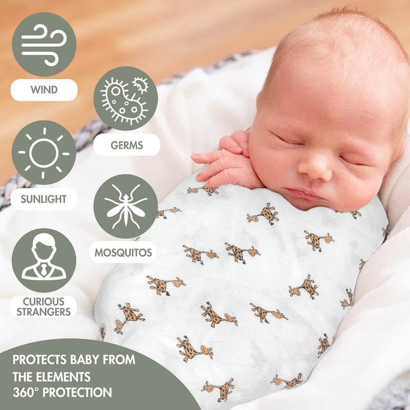Firstblow 100% Cotton Muslin Baby Swaddle Set, Pack of 3, Muslin Cotton swaddling wrap for New Born Baby, New Born Swaddle, New Born Soft Blanket, Towel | Size-105cm x 100cm (41"x39") - Image 3