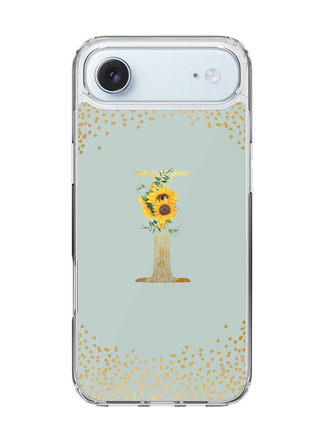 Stylizedd Classic Clear MagSafe Case for iPhone 17 Air , Hybrid Soft Case Flexible Edges Anti Drop TPU PC Gel Thin Transparent Cover [ Designed for iPhone 17 Air ] - Custom Monogram Initial Letter Floral Pattern Alphabet - I  (Light Grey )