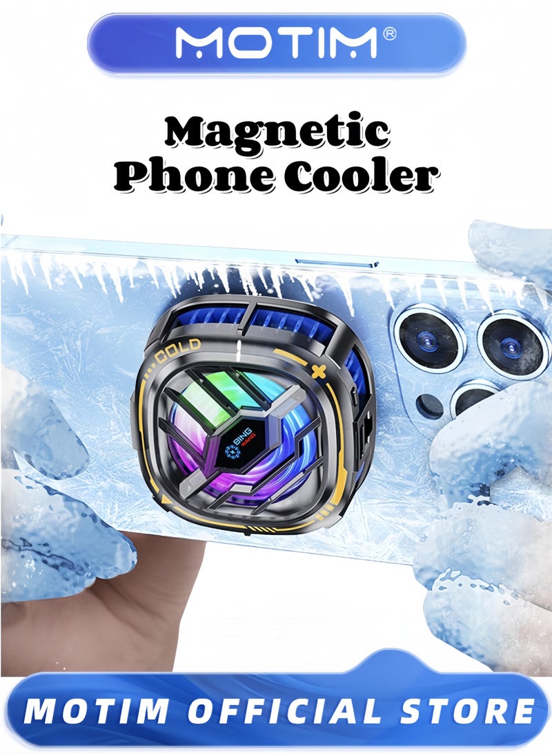 Motim Magnetic Cell Phone Cooler RGB Phone Cooling Fan with Temperature Display for Mobile Gaming & Live Streaming  - Image 1