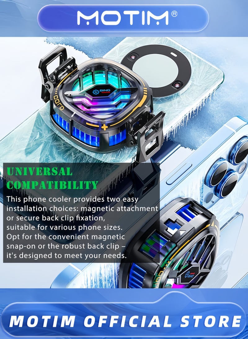 Motim Magnetic Cell Phone Cooler RGB Phone Cooling Fan with Temperature Display for Mobile Gaming & Live Streaming  - Image 4
