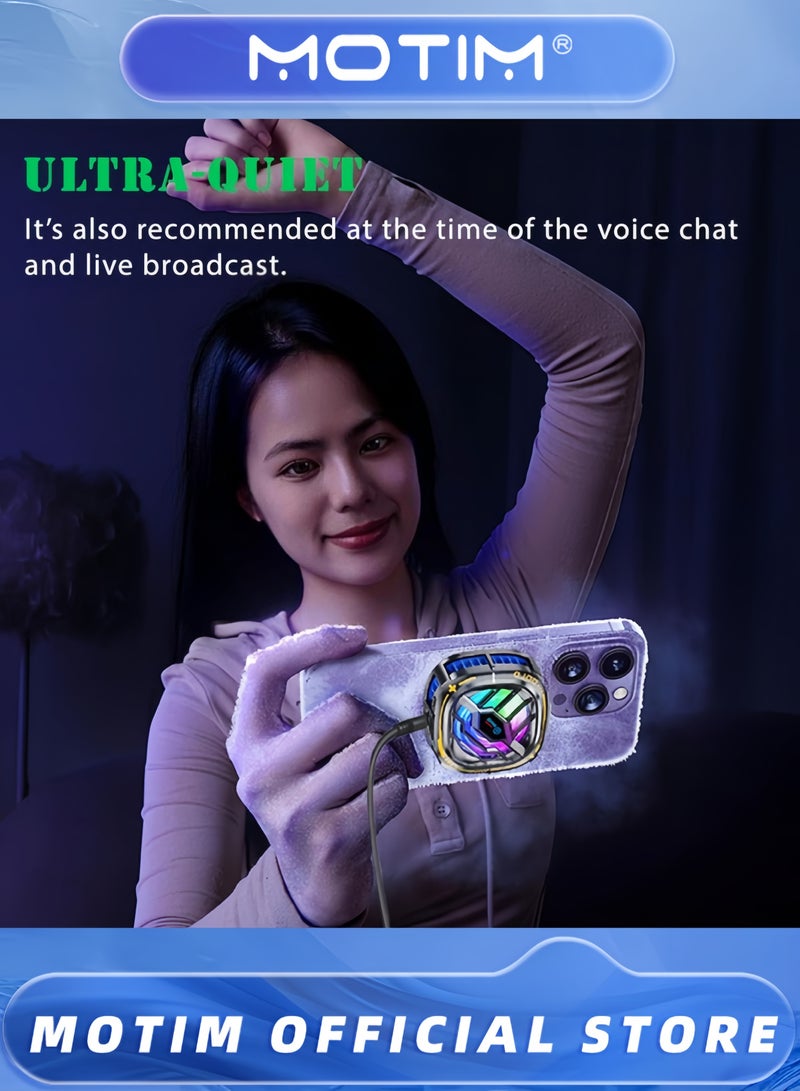Motim Magnetic Cell Phone Cooler RGB Phone Cooling Fan with Temperature Display for Mobile Gaming & Live Streaming  - Image 5