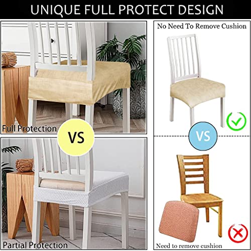 FABANE Universal Size Dining Chair Seat Cover Set of 4 Seater pcs are Easily Washable Strechable and Comfortable for Dining Room Home Decor Slip Cover (Texture Light Brown) - Image 4