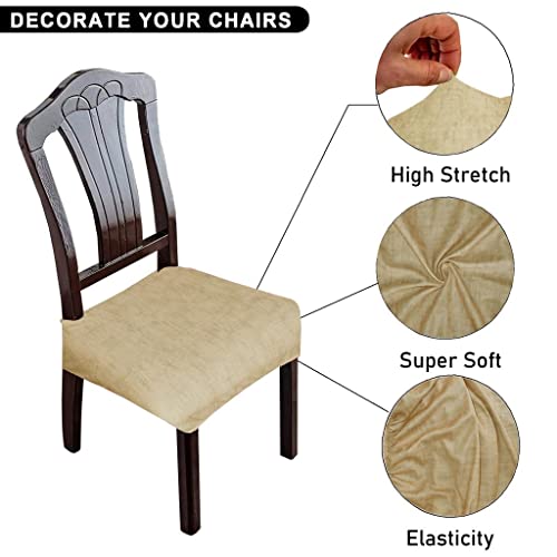 FABANE Universal Size Dining Chair Seat Cover Set of 4 Seater pcs are Easily Washable Strechable and Comfortable for Dining Room Home Decor Slip Cover (Texture Light Brown) - Image 2