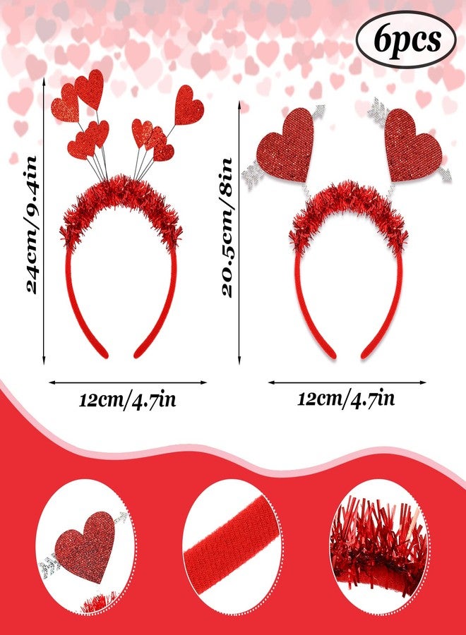 Whaline Valentine Party Accessories 6Pcs Glitter Red Heart Bopper Headbands and 6 Pairs Heart Shape Eyeglasses Love Arrow Sparkling Hairband Transparent Eyewear for Wedding Party Favor Supplies - Image 2