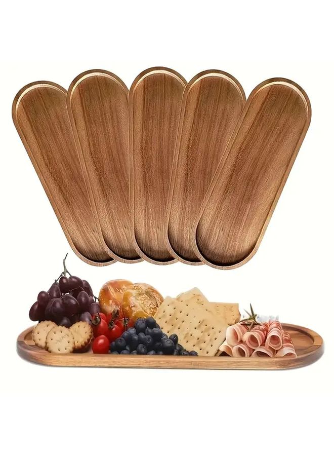 Oval Wooden Fruit Snack Plate Set Of Three Serving Tray For Charcuterie Cheese Party - Image 1