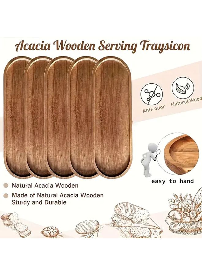 Oval Wooden Fruit Snack Plate Set Of Three Serving Tray For Charcuterie Cheese Party - Image 2