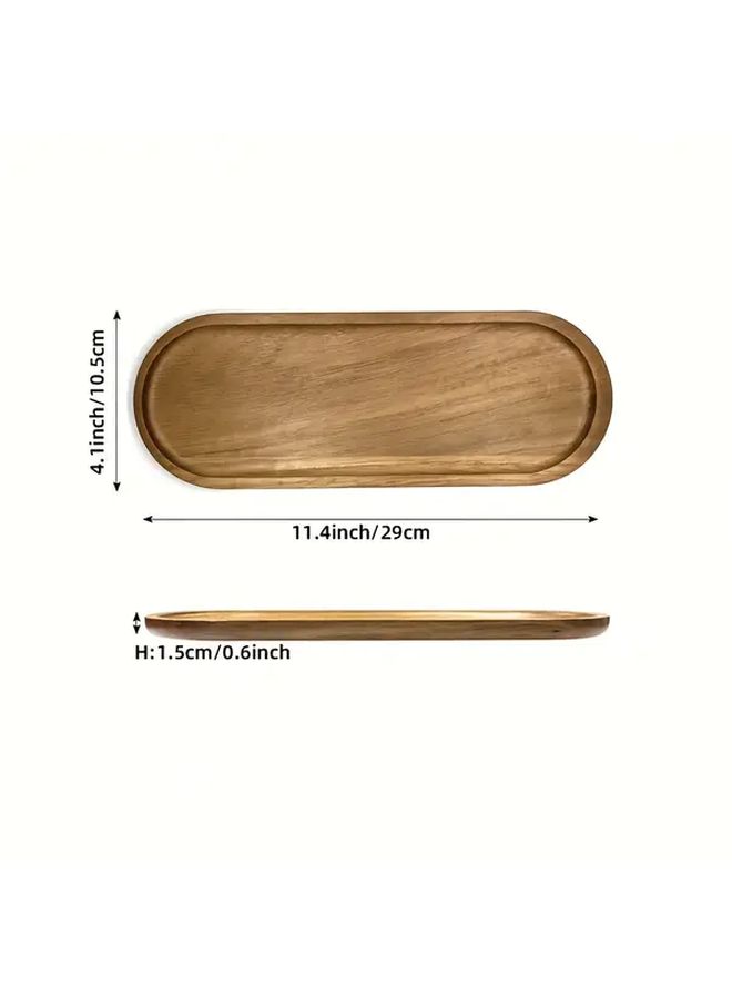 Oval Wooden Fruit Snack Plate Set Of Three Serving Tray For Charcuterie Cheese Party - Image 3