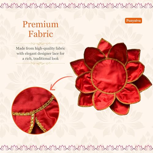 Punyatva Lotus Aasan (Red) – Kamal Aasan Cloth for Pooja, Idol Base | Lakshmi, Gauri Ganpati, Saraswati Devi, Durga Maa, Varalakshmi, Ganesh | Navratri, Diwali, Wedding, Haldi Decoration - Image 3