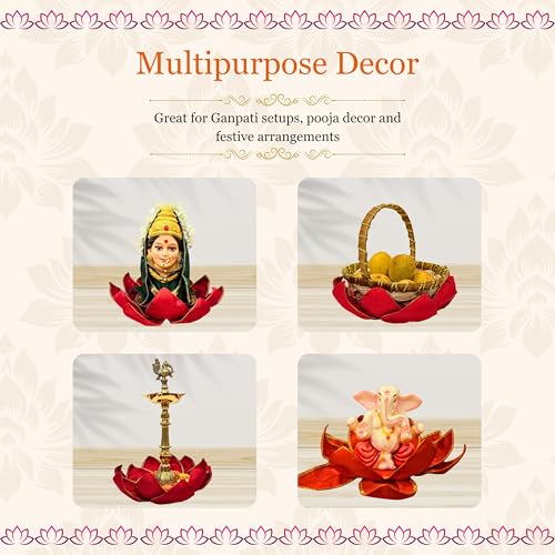 Punyatva Lotus Aasan (Red) – Kamal Aasan Cloth for Pooja, Idol Base | Lakshmi, Gauri Ganpati, Saraswati Devi, Durga Maa, Varalakshmi, Ganesh | Navratri, Diwali, Wedding, Haldi Decoration - Image 4