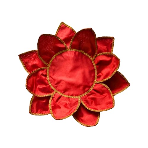 Punyatva Lotus Aasan (Red) – Kamal Aasan Cloth for Pooja, Idol Base | Lakshmi, Gauri Ganpati, Saraswati Devi, Durga Maa, Varalakshmi, Ganesh | Navratri, Diwali, Wedding, Haldi Decoration - Image 1