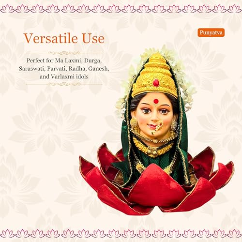 Punyatva Lotus Aasan (Red) – Kamal Aasan Cloth for Pooja, Idol Base | Lakshmi, Gauri Ganpati, Saraswati Devi, Durga Maa, Varalakshmi, Ganesh | Navratri, Diwali, Wedding, Haldi Decoration - Image 2