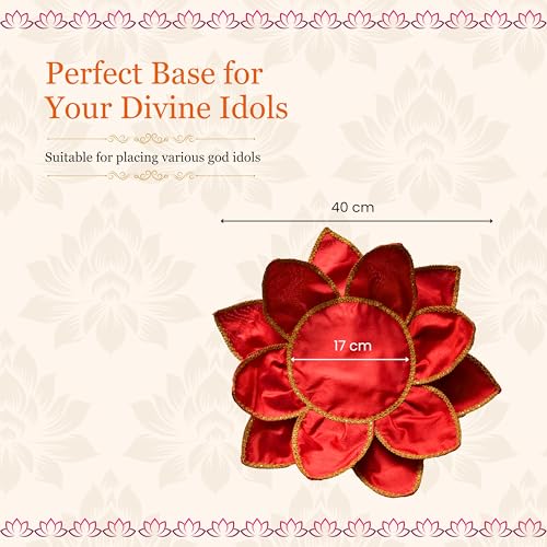 Punyatva Lotus Aasan (Red) – Kamal Aasan Cloth for Pooja, Idol Base | Lakshmi, Gauri Ganpati, Saraswati Devi, Durga Maa, Varalakshmi, Ganesh | Navratri, Diwali, Wedding, Haldi Decoration - Image 5