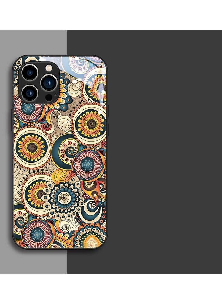 Loquat Back Cover Printed Glass Protective Mobile Phone Case for iPhone