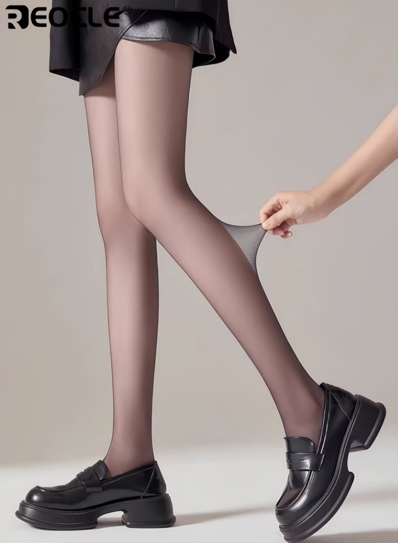 REOCLE Women's Shiny Pantyhose Sheer Control Top Footed Tights Silk Stockings Ultra Shimmer High Waist Pantyhose - Image 2