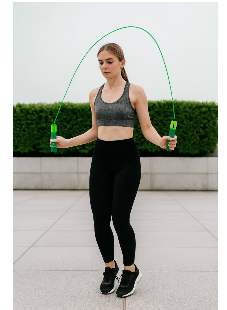 Premium Green Jumping Rope with Counting Metre – Adjustable High Quality Skipping Rope for Outdoor Fitness Exercise - Image 2